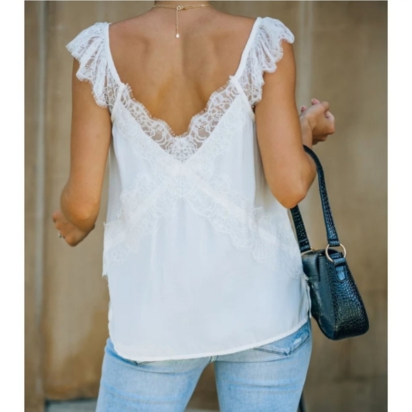 Vici Love Language Lace Camisole in Ecru - Picture 4 of 13